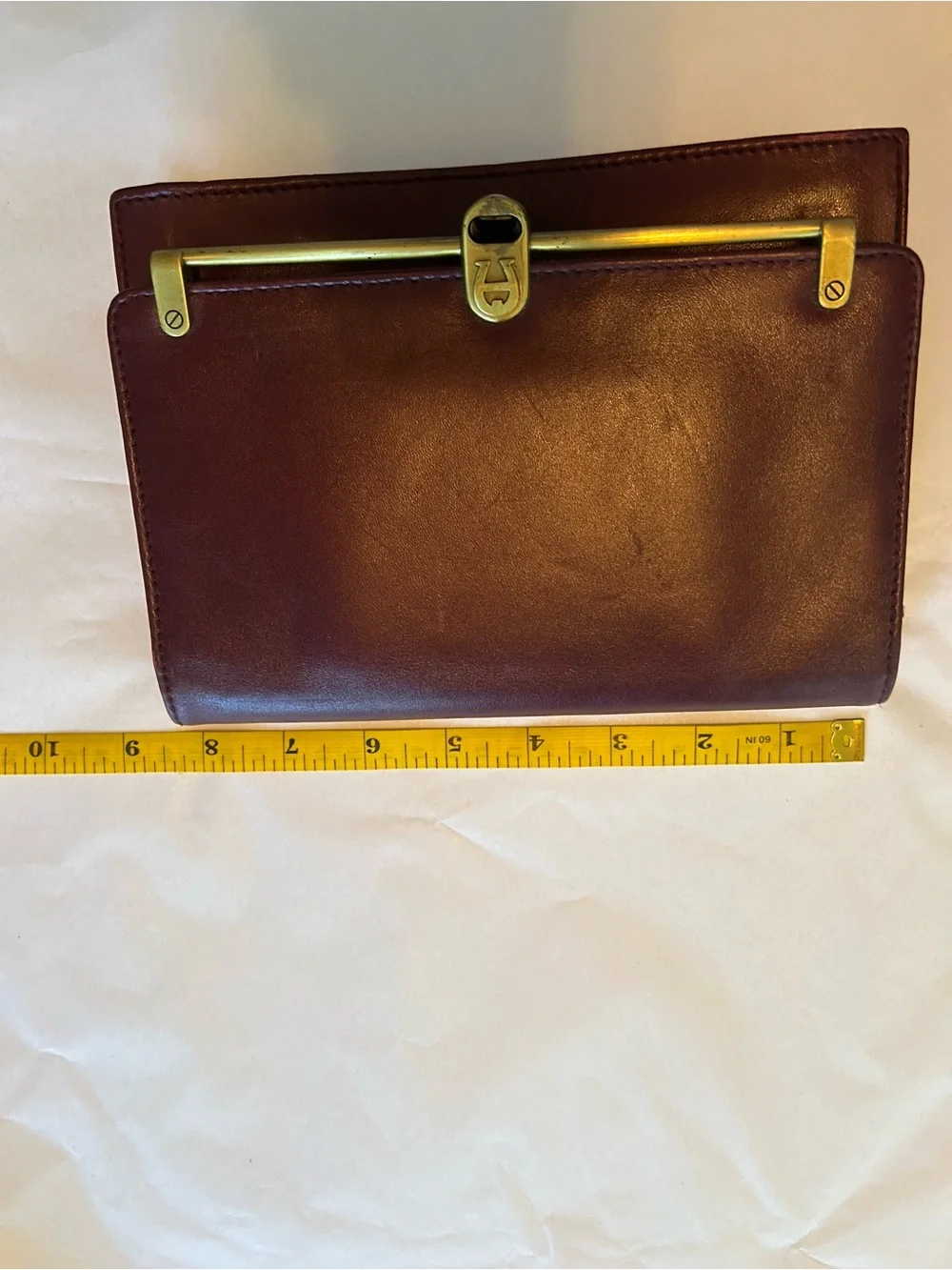 vintage Etienne Aigner clutch, 1970’s oxblood/burgundy leather